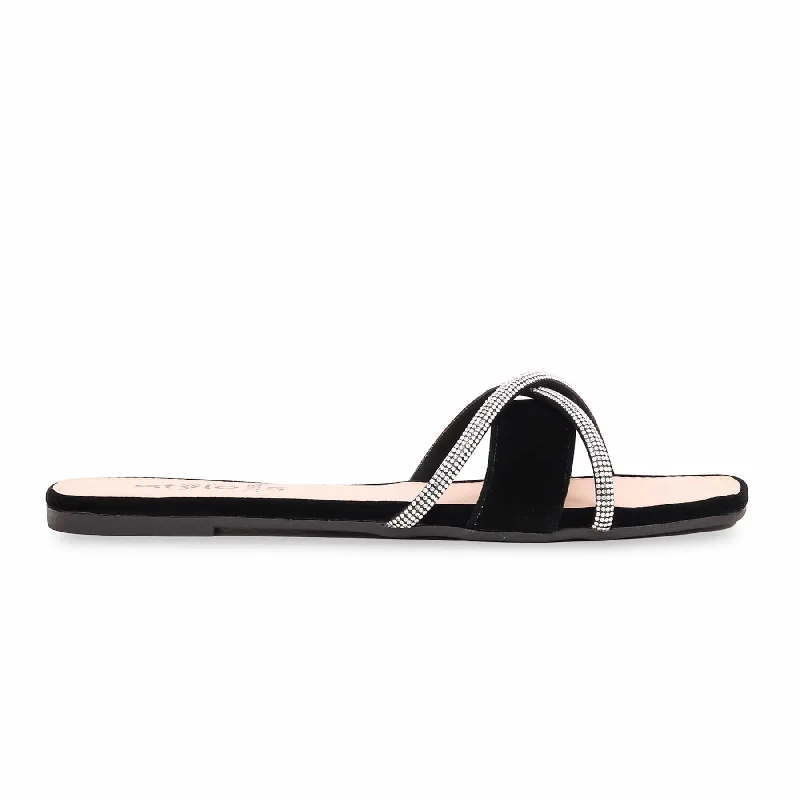 Women's Black Casual Slipper CL1862