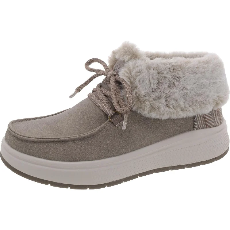 BOBS From Skechers Womens Faux Fur Lined Slip On Ankle Boots