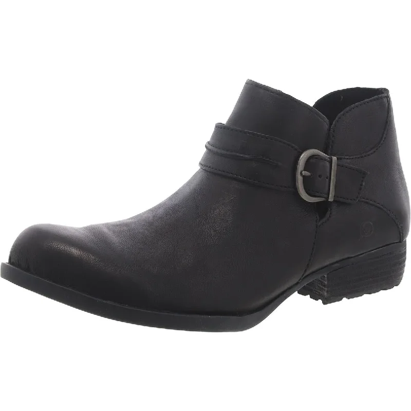 Born Womens Kati Leather Buckle Ankle Boots