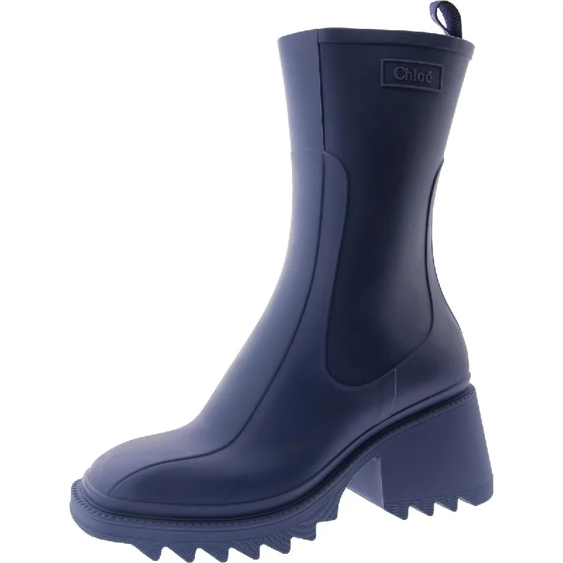 Chloe Womens Betty Square Toe Heeled Rain Boots