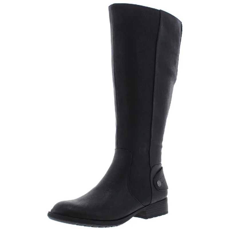 LifeStride Womens XandyWC Faux Leather Wide Calf Riding Boots