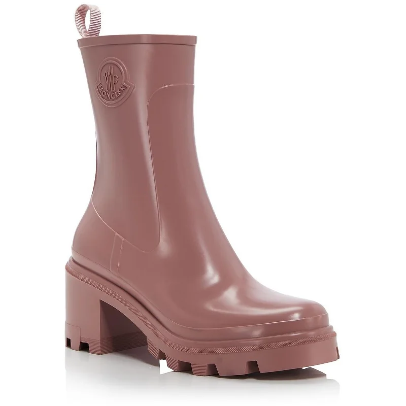 Moncler Womens LOFTGRIP Leather Lug Sole Mid-Calf Boots