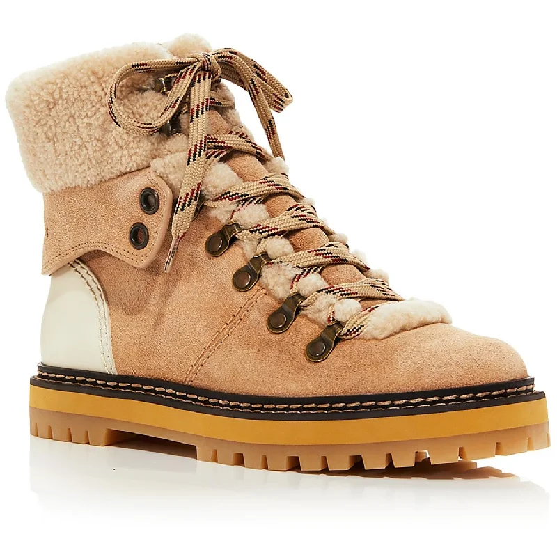 See by Chloe Womens Eileen Suede Fur Hiking Boots