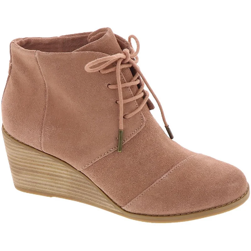 Toms Womens Hyde Suede Ankle Wedge Boots