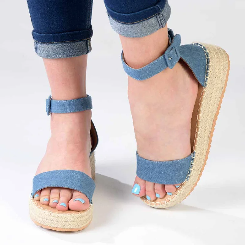 Madison Carina Closed Back Espadrille Sandals - Blue