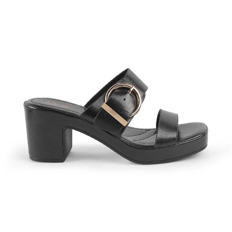 Tresmode Samsi Black Women's Dress Block Heel Sandals