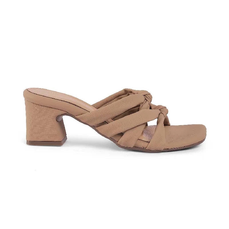 Tresmode Sofstrip Beige Women's Casual Block Heel Sandals